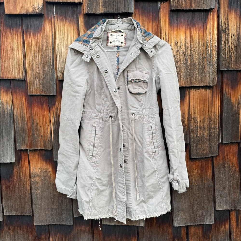 Free People Light Gray Utility Jacket